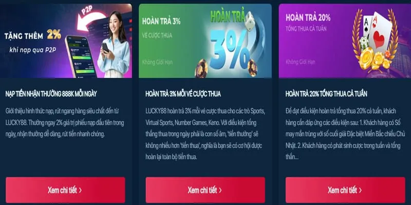 Hình ảnh các sự kiện thể thao lớn với biểu ngữ khuyến mãi, minh họa các chương trình đặc biệt của 007win20